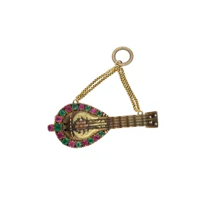 Georgian 18KT Yellow Gold Ruby & Emerald Mandolin Locket Brooch / Pendant