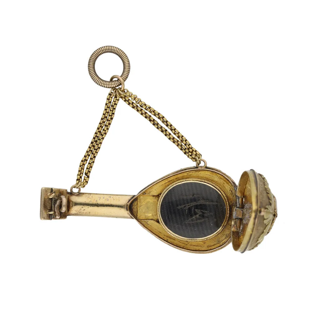 Georgian 18KT Yellow Gold Ruby & Emerald Mandolin Locket Brooch / Pendant