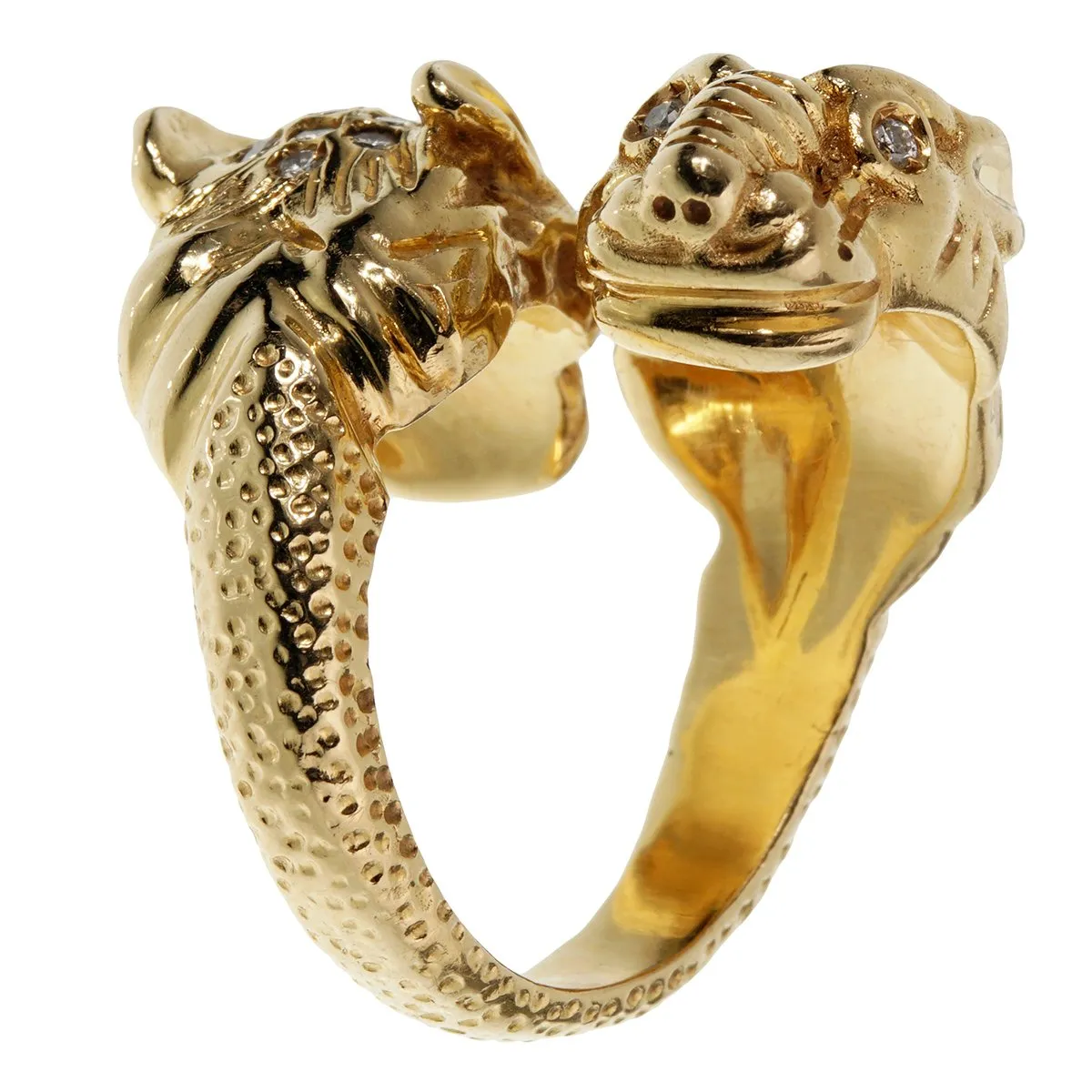 Gucci Tiger Diamond 18k Yellow Gold Cocktail Ring Sz 7