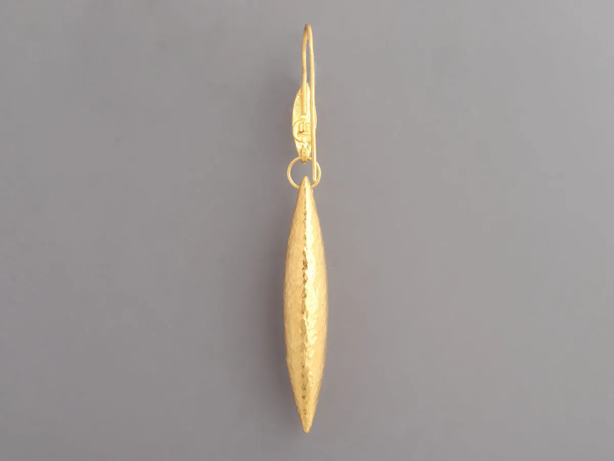 Gurhan Long 24K Yellow Gold Diamond Wheat Drop Pierced Earrings