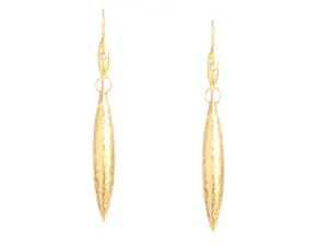 Gurhan Long 24K Yellow Gold Diamond Wheat Drop Pierced Earrings