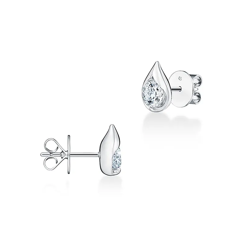 HEARTS ON FIRE 'LU' 18CT WHITE GOLD DIAMOND DROPLET STUD EARRINGS