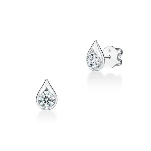 HEARTS ON FIRE 'LU' 18CT WHITE GOLD DIAMOND DROPLET STUD EARRINGS