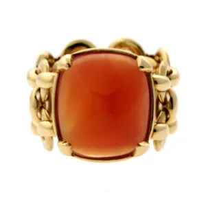 Hermes Sugar Loaf Carnelian Gold Ring