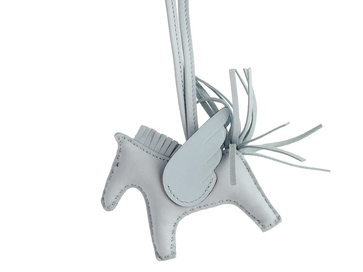 Herms Bleu Brume Lambskin Pgase Rodeo Bag Charm PM