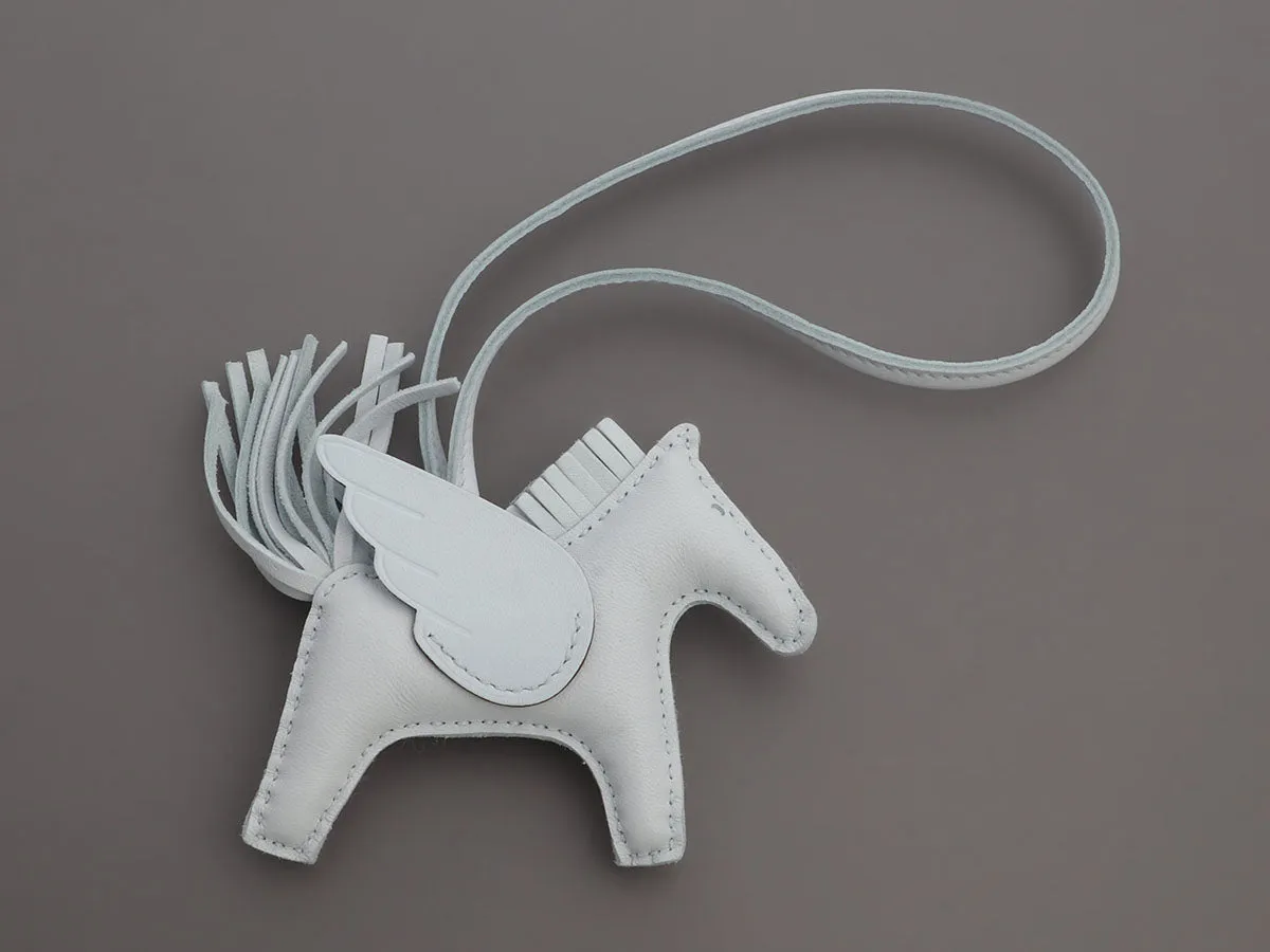 Herms Bleu Brume Lambskin Pgase Rodeo Bag Charm PM