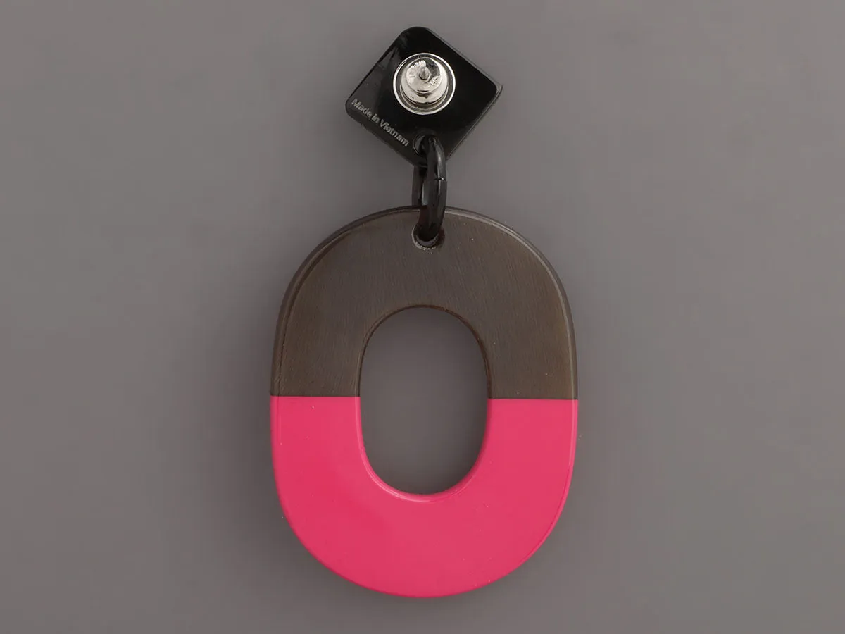 Herms Buffalo Horn and Pink Lacquered Wood Isthme Pierced Drop Earrings