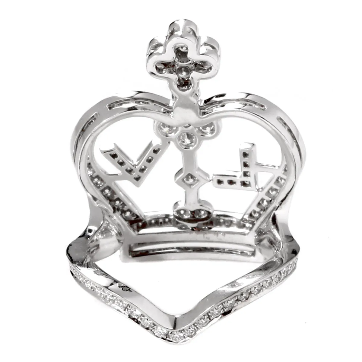 Louis Vuitton Diamond Crown 18k White Gold Cocktail Ring