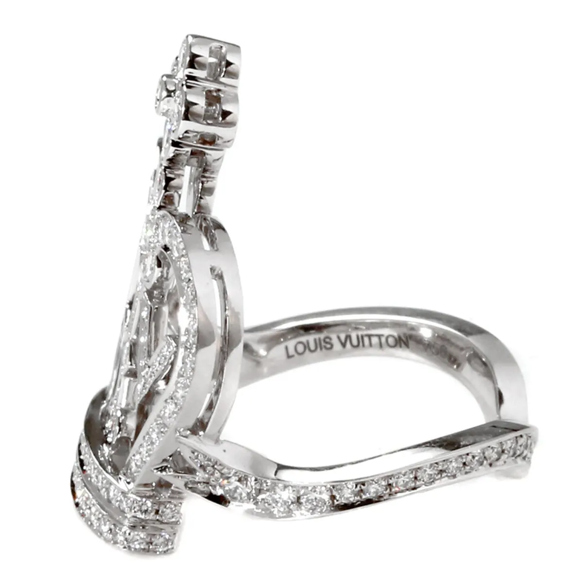 Louis Vuitton Diamond Crown 18k White Gold Cocktail Ring