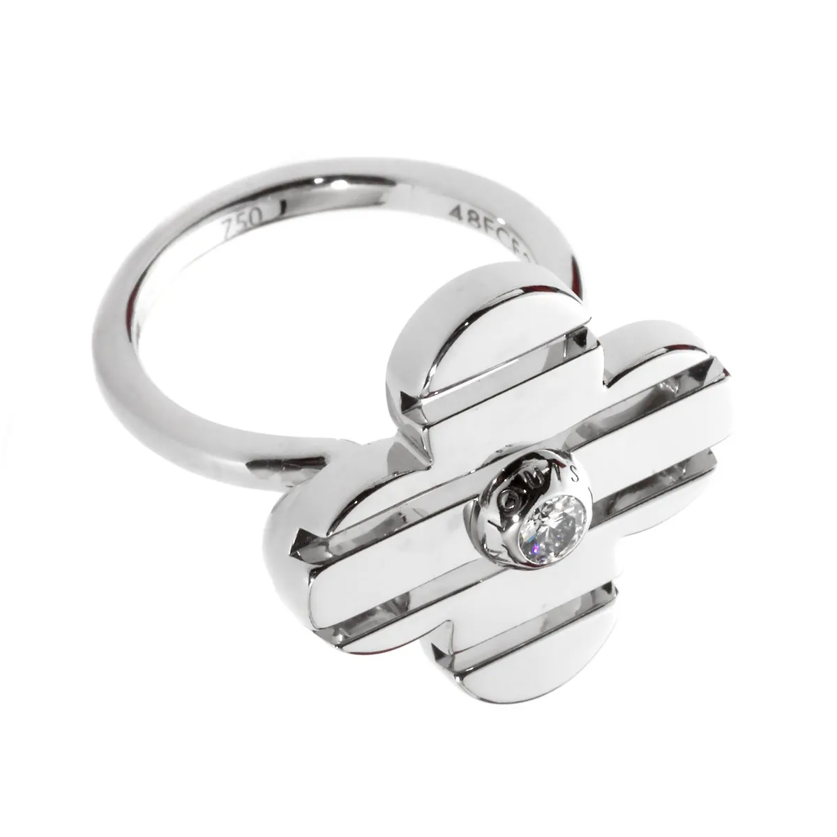Louis Vuitton Petite Fleur Flower 18k White Gold Diamond Ring