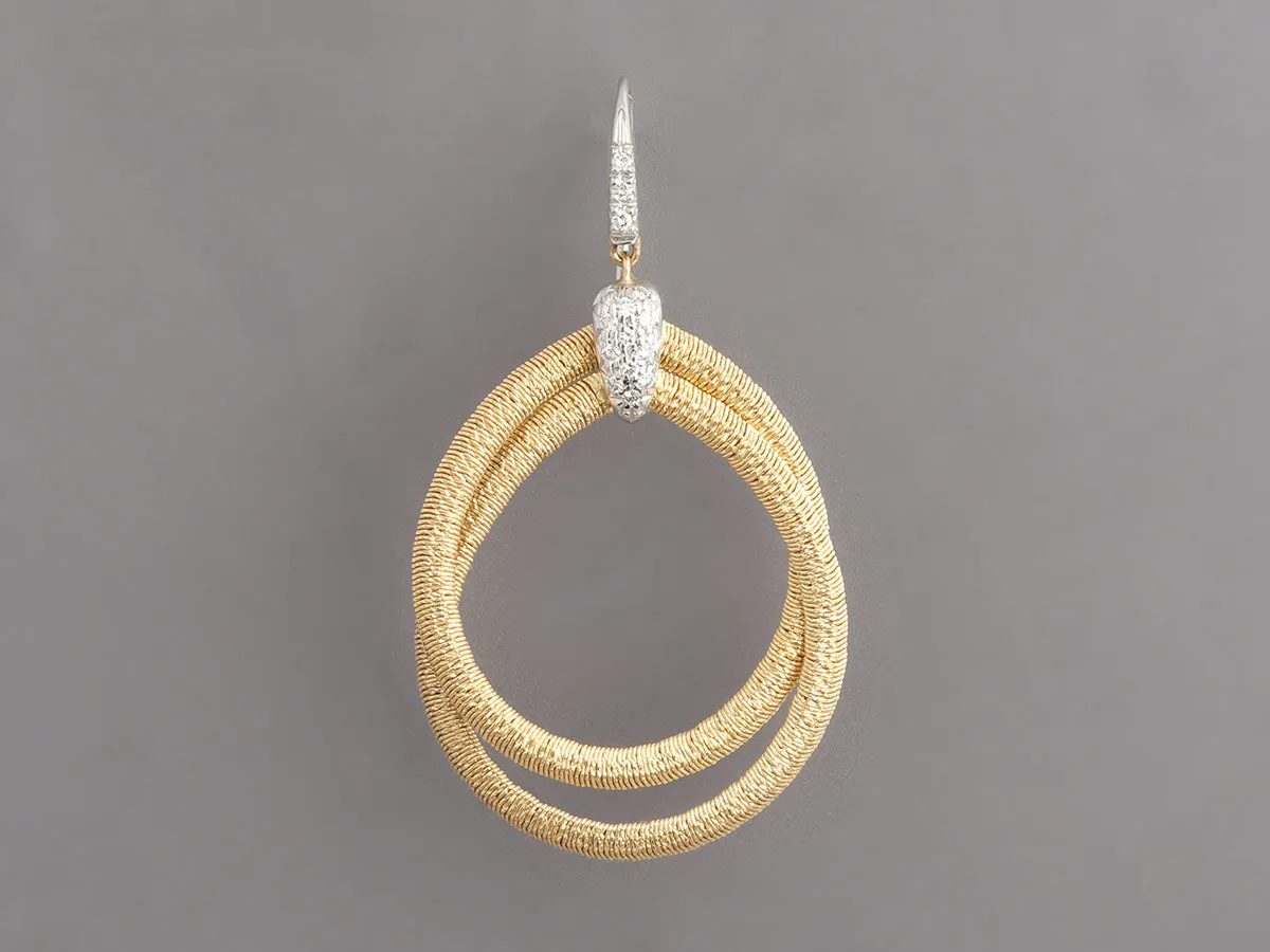 Marco Bicego Two-Tone 18K Gold Diamond Cairo Piercred Drop Earrings