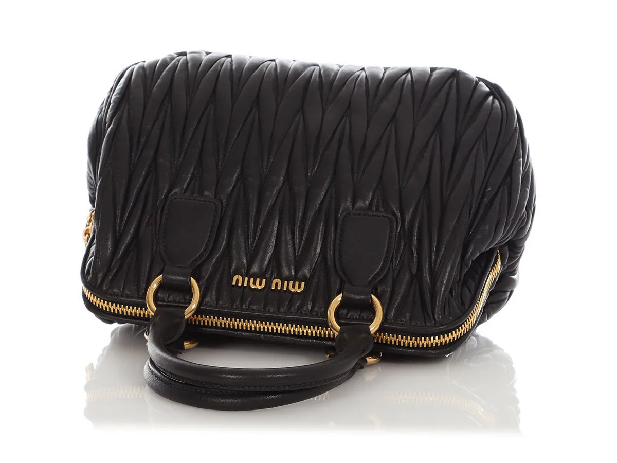 Miu Miu Black Matelass Frame Bauletto Satchel