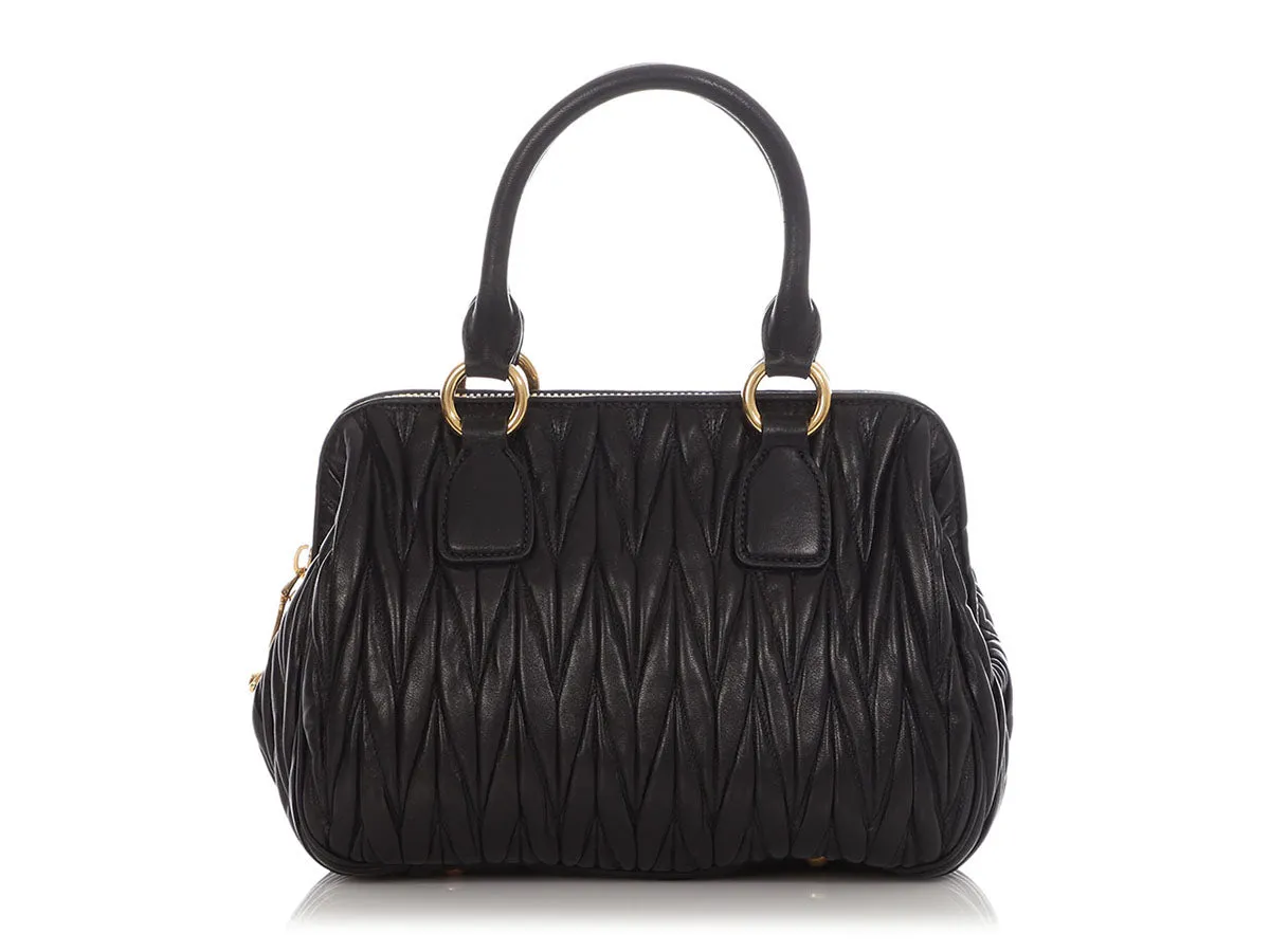Miu Miu Black Matelass Frame Bauletto Satchel