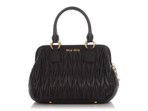 Miu Miu Black Matelass Frame Bauletto Satchel