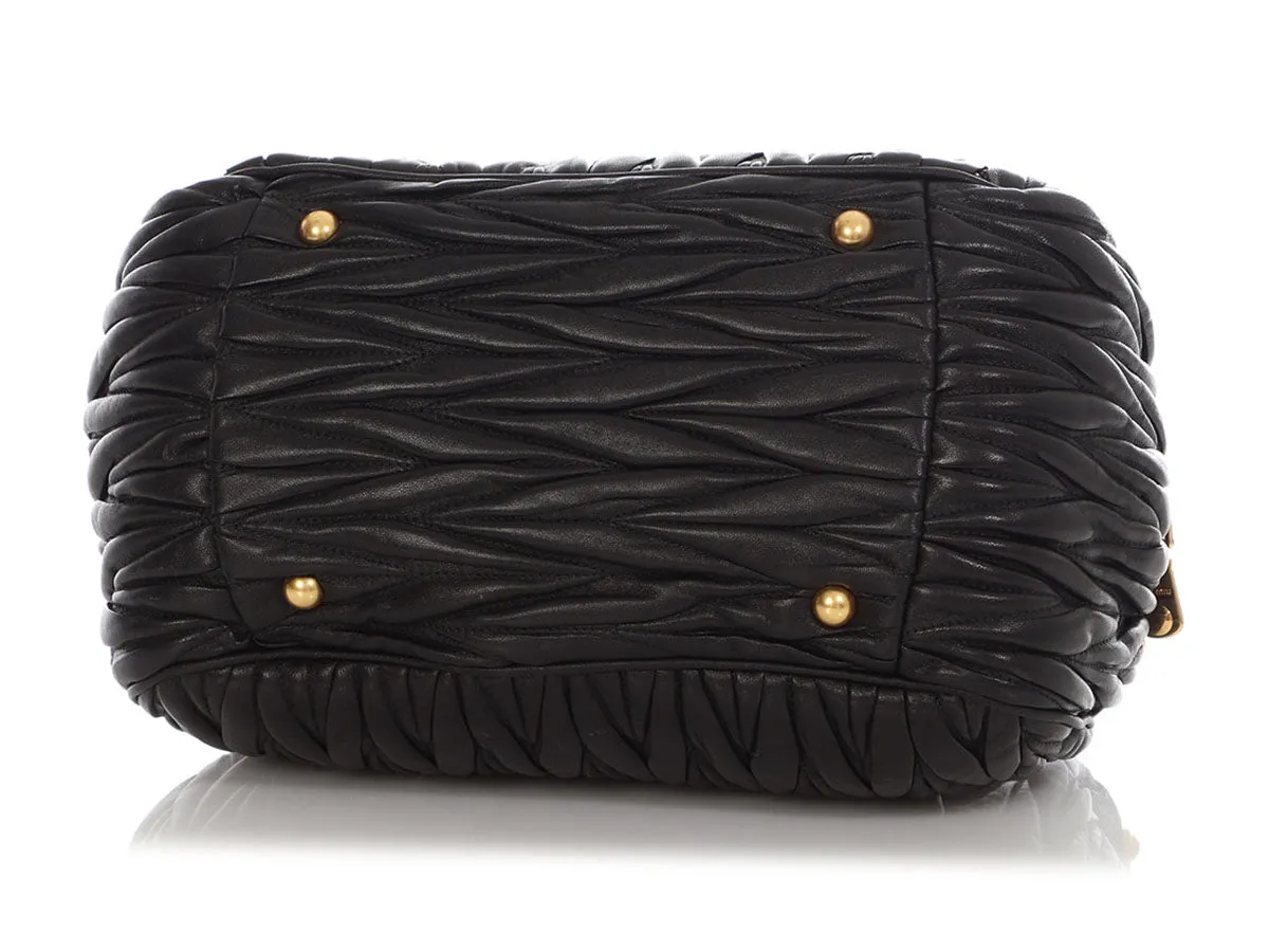 Miu Miu Black Matelass Frame Bauletto Satchel