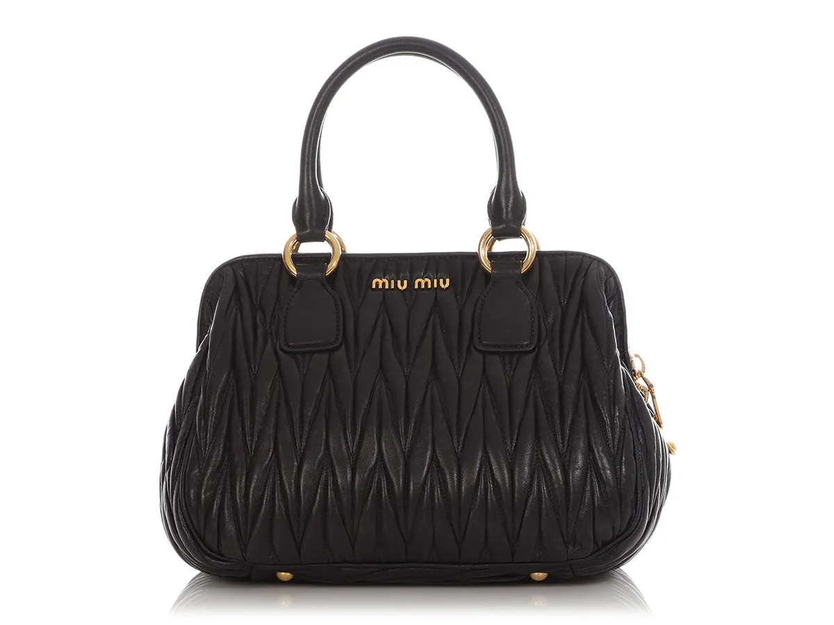 Miu Miu Black Matelass Frame Bauletto Satchel