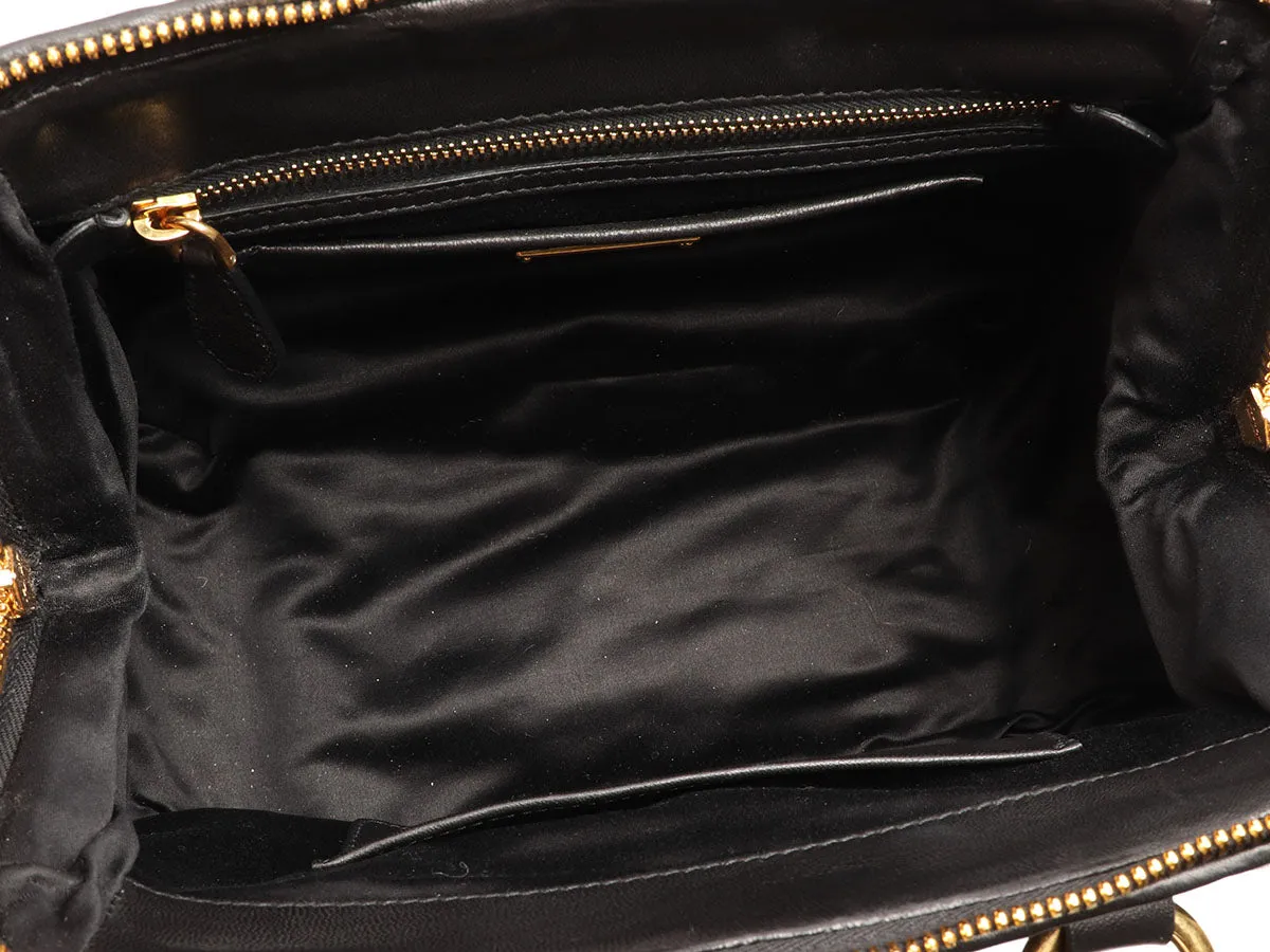 Miu Miu Black Matelass Frame Bauletto Satchel