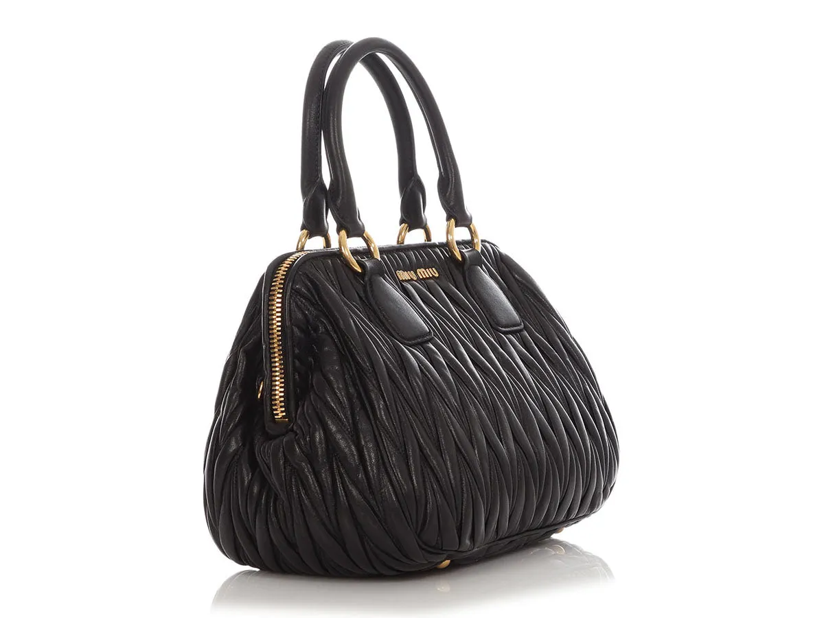 Miu Miu Black Matelass Frame Bauletto Satchel