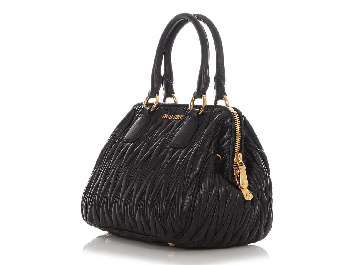 Miu Miu Black Matelass Frame Bauletto Satchel