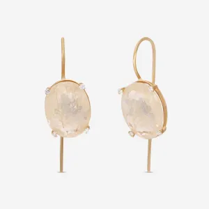 Nanis Ipanema 18K Yellow Gold Diamond & Rutile Quartz Drop Earrings OS7-576