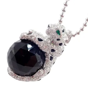 Panthere de Cartier Panther 18k Gold Diamond Emerald Onyx Pendant Necklace Paper
