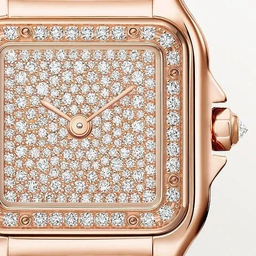 Panthre de Cartier watch, Small model, quartz movement, rose gold, diamonds CRWJPN0062