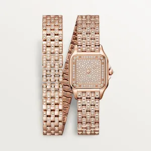 Panthre de Cartier watch, Small model, quartz movement, rose gold, diamonds CRWJPN0062