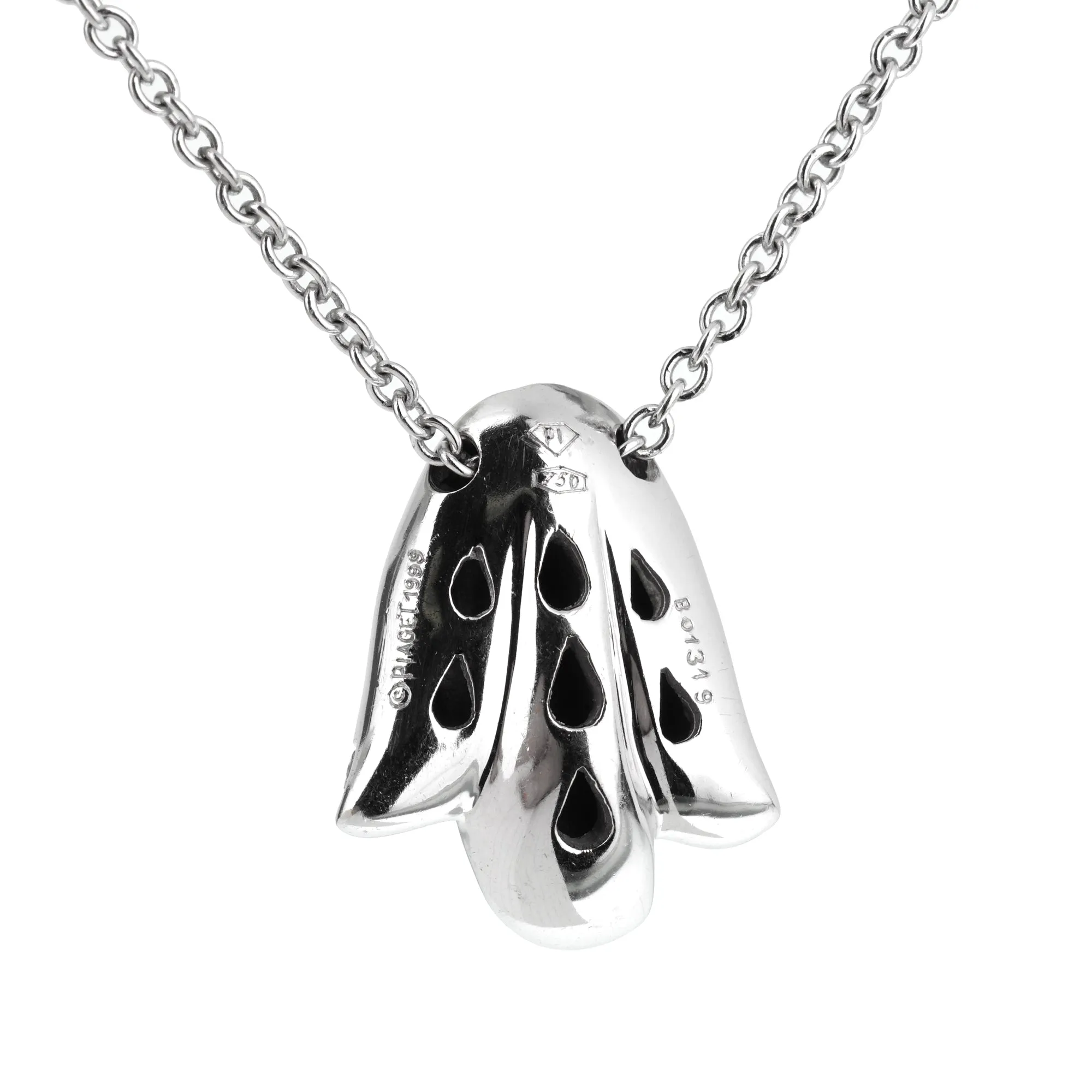 Piaget Vintage Diamond Tulip 18k White Gold Pendant Necklace