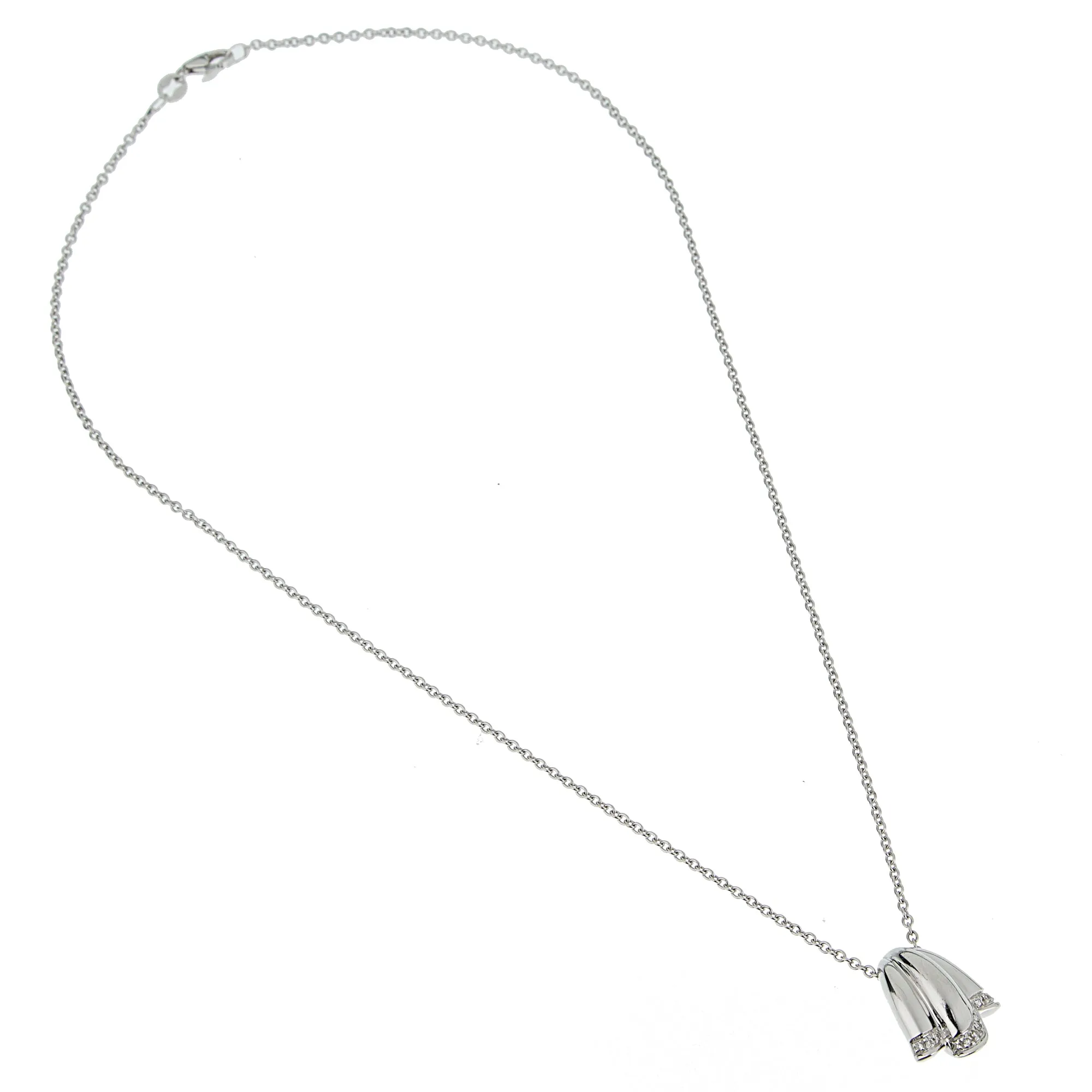 Piaget Vintage Diamond Tulip 18k White Gold Pendant Necklace