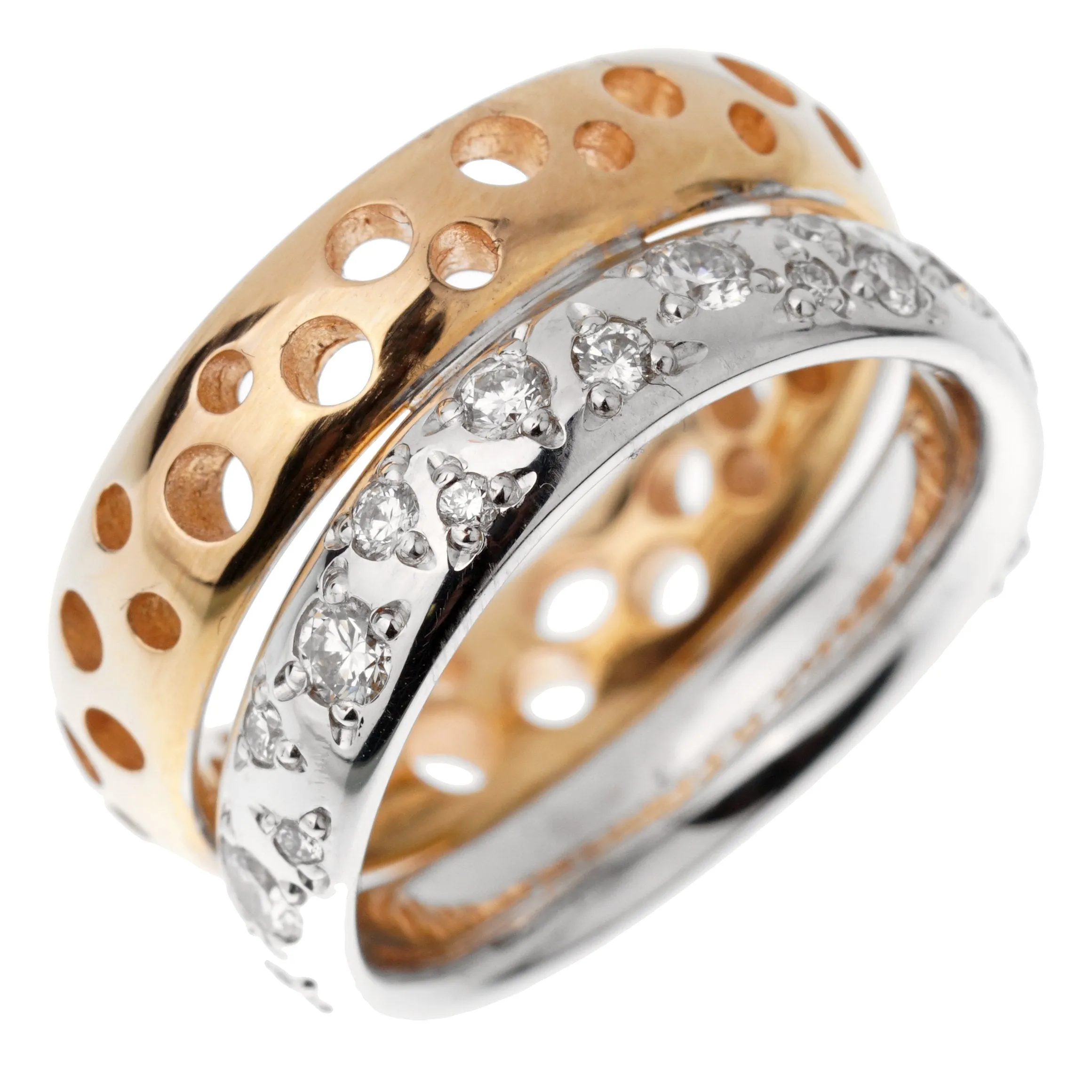 Pomellato 18k Diamond Wave Bubble Rose Gold Band Ring Size 6 1/4