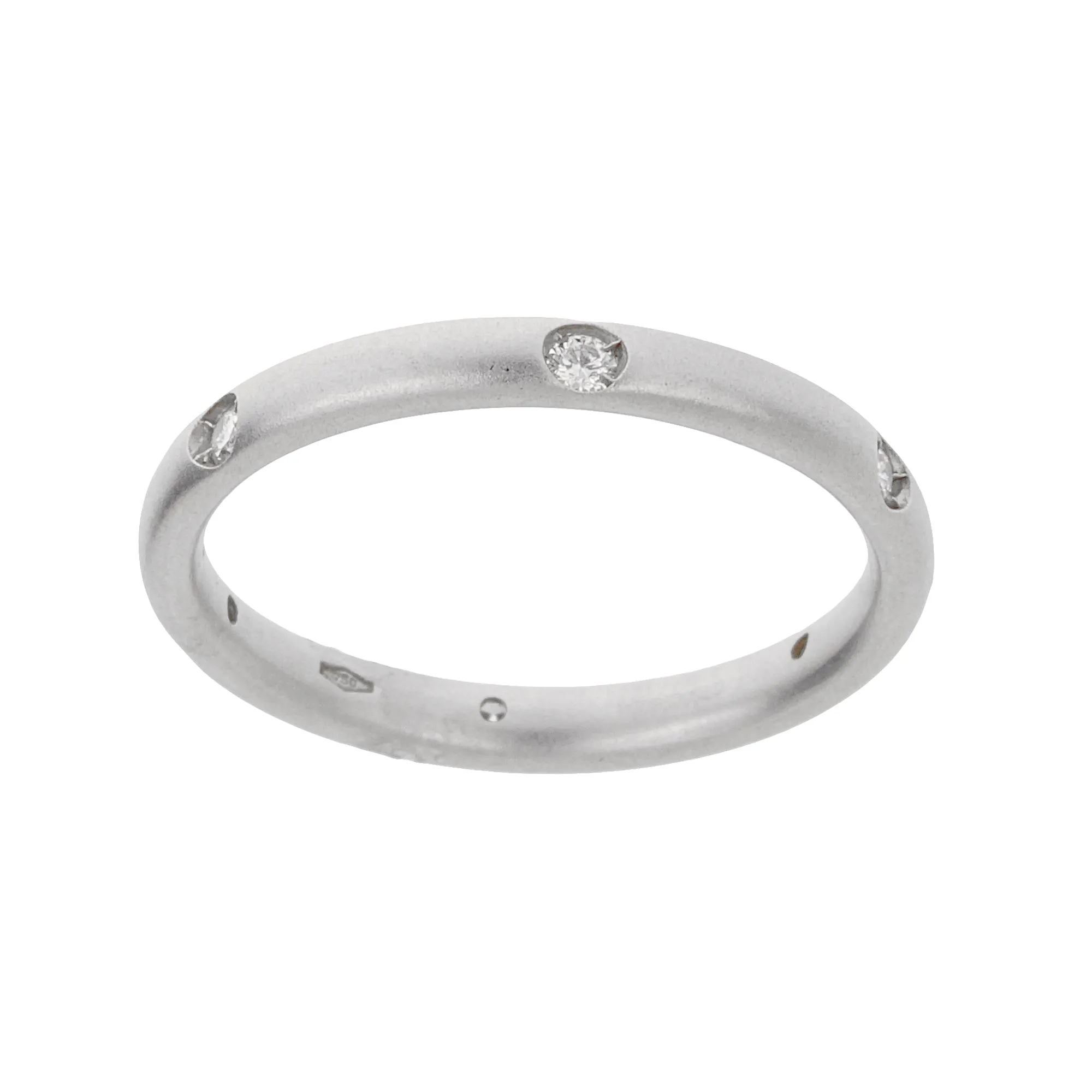 Pomellato 18k White Gold Diamond Matte Finish Band Ring