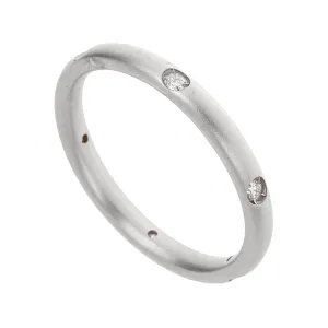 Pomellato 18k White Gold Diamond Matte Finish Band Ring