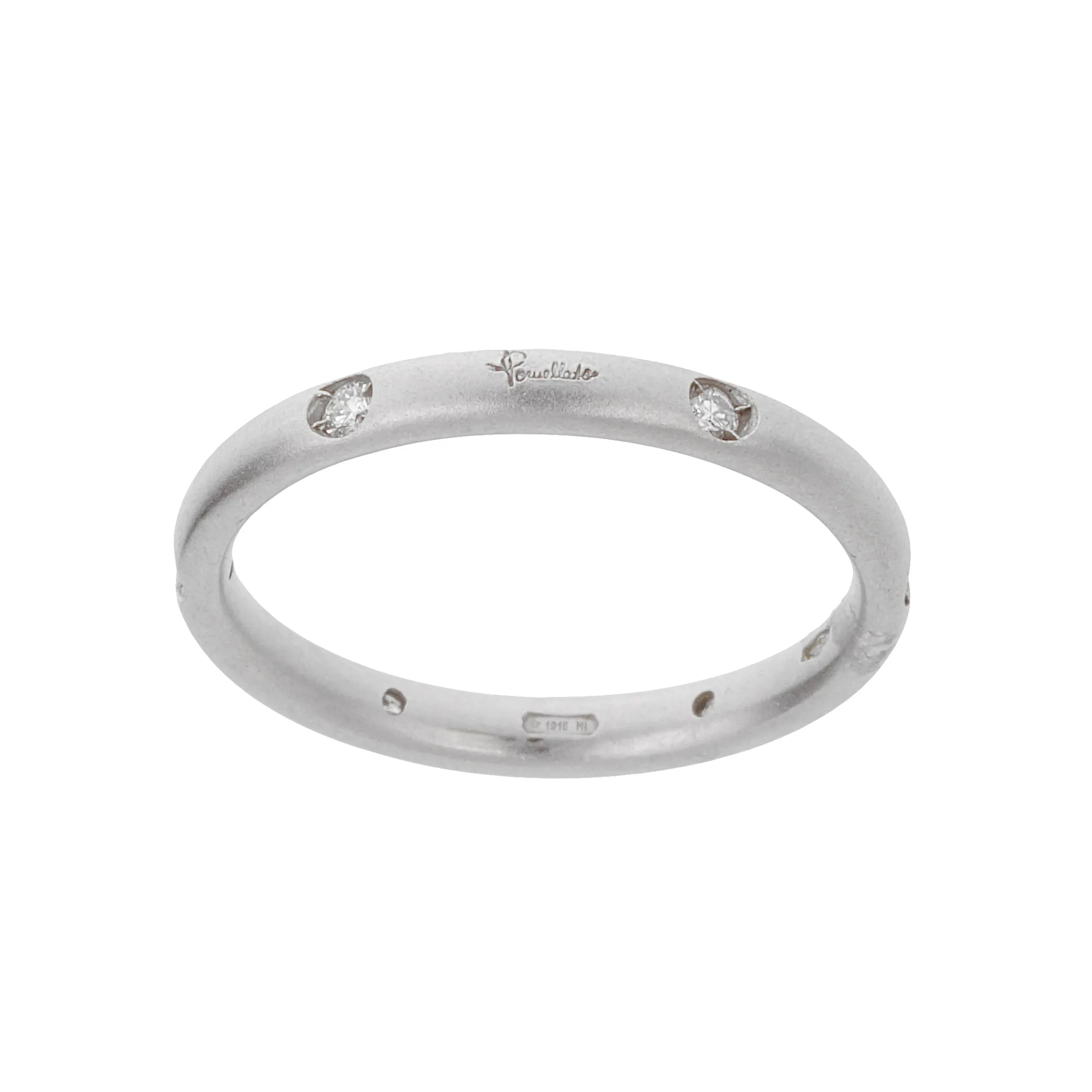 Pomellato 18k White Gold Diamond Matte Finish Band Ring