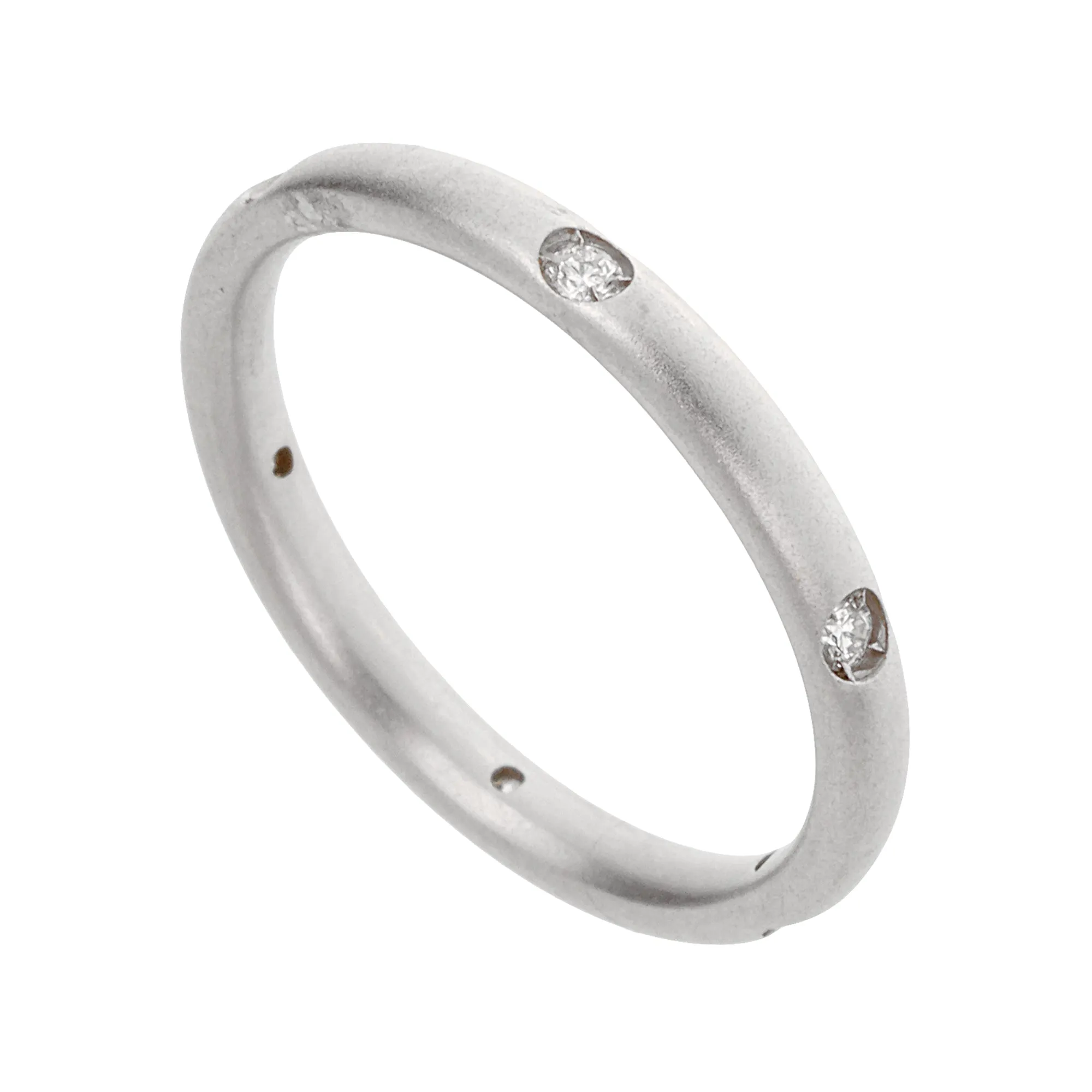 Pomellato 18k White Gold Diamond Matte Finish Band Ring
