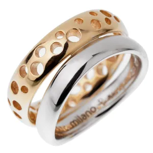 Pomellato 18k White Rose Bubble Stacking Band Rings Size 6 1/2