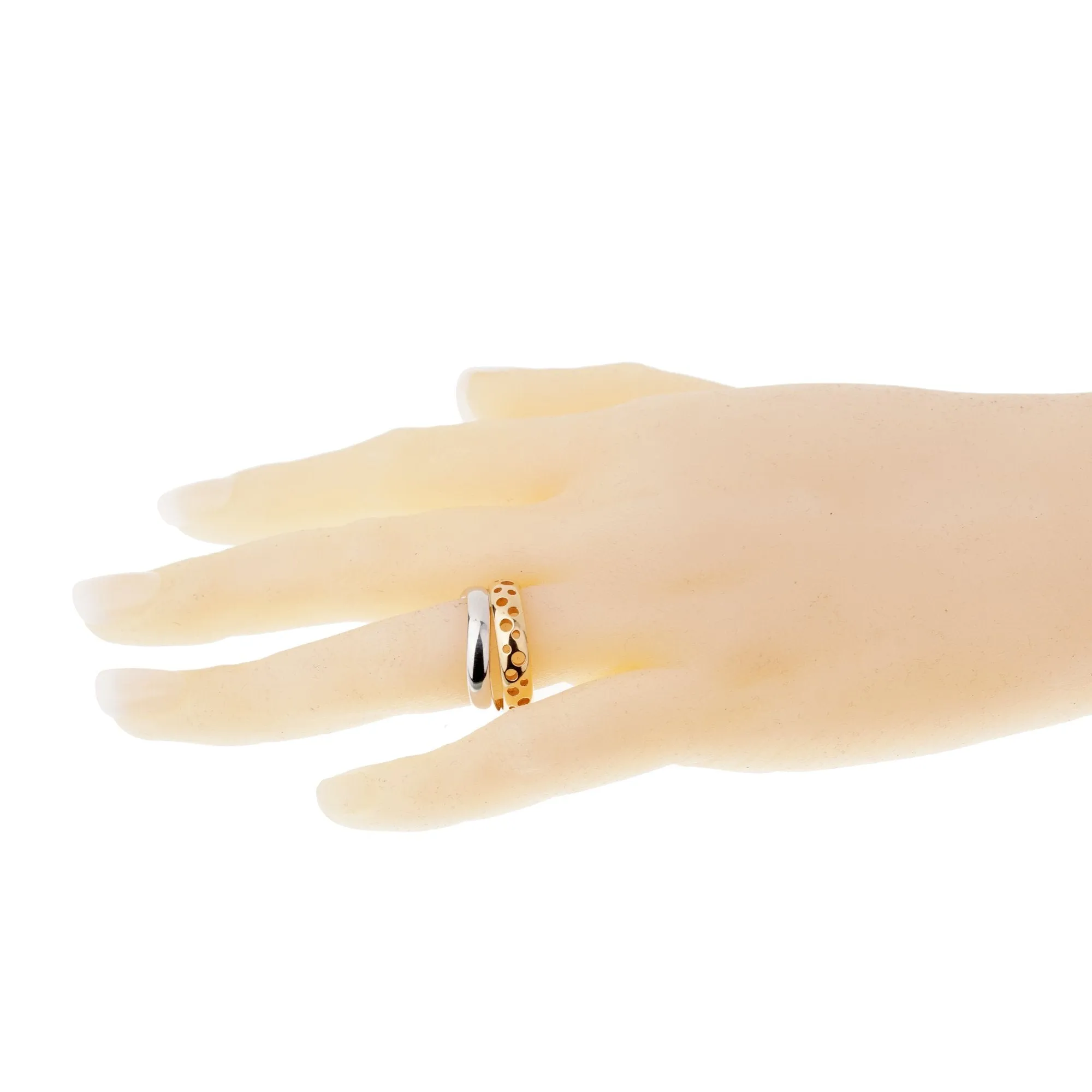 Pomellato 18k White Rose Bubble Stacking Band Rings Size 6 1/2