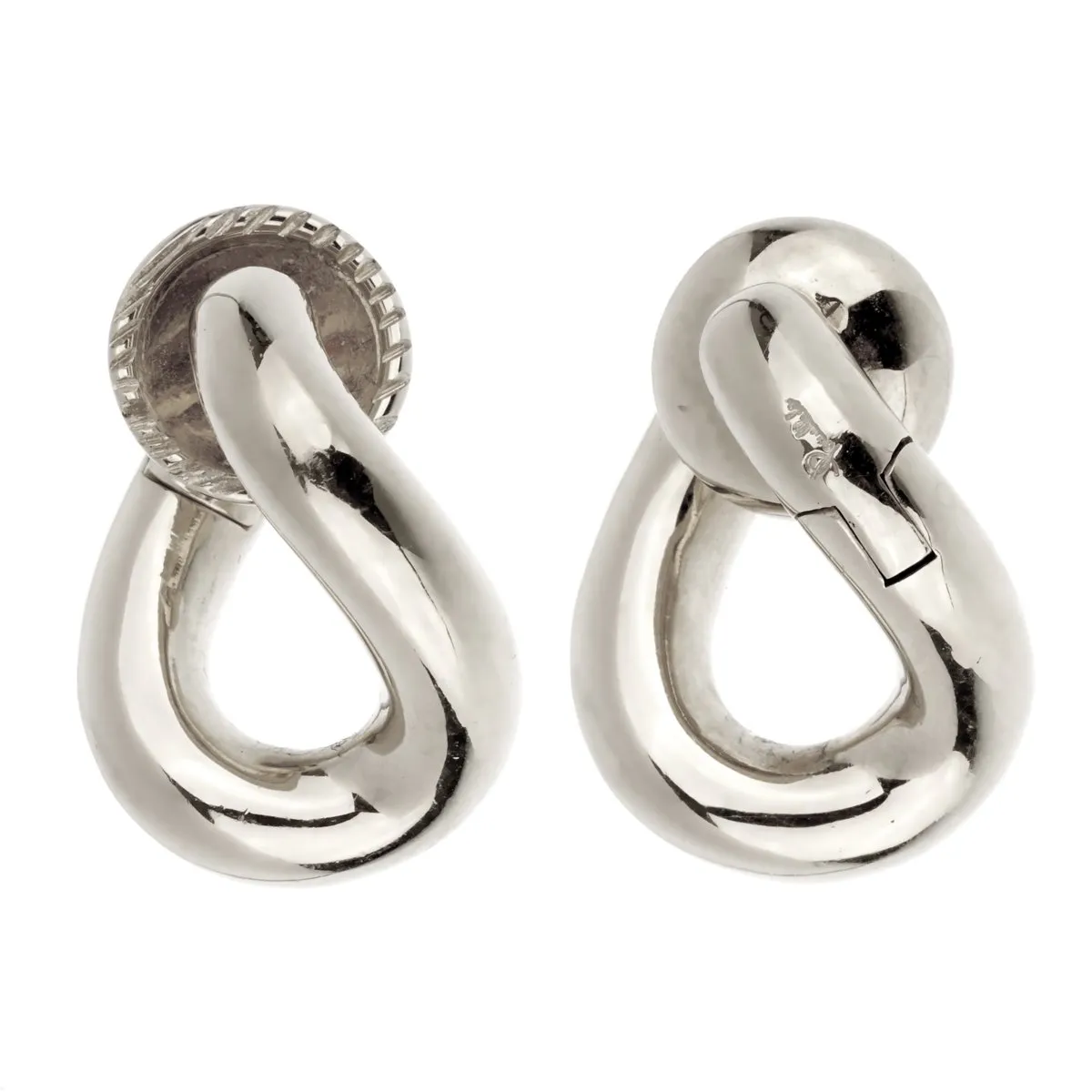 Pomellato Chain Link White Gold Hoop Earrings