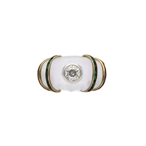 Rene Boivin 1950s Rock Crystal, Diamond, Emerald & Ruby Ring