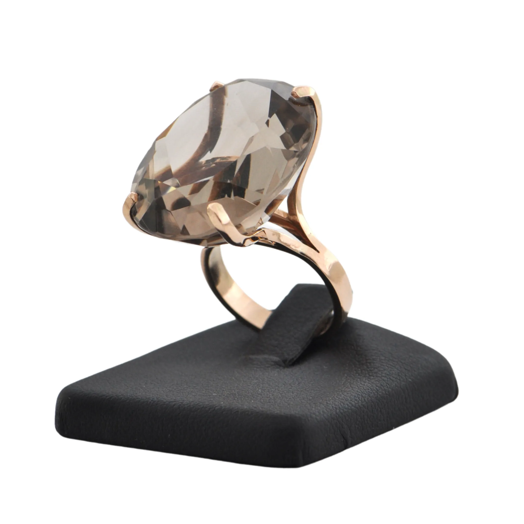 Retro 14K Rose Gold 40CT Smoky Quartz Ring