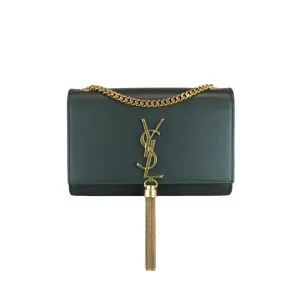 SAINT LAURENT Kate Tassel Small Calfskin Green GHW YSL