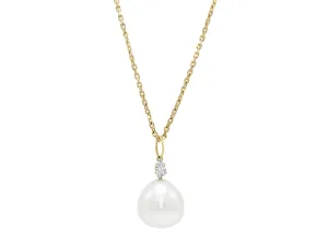 South Sea Pearl and Diamond Chain Pendant in 18K Gold