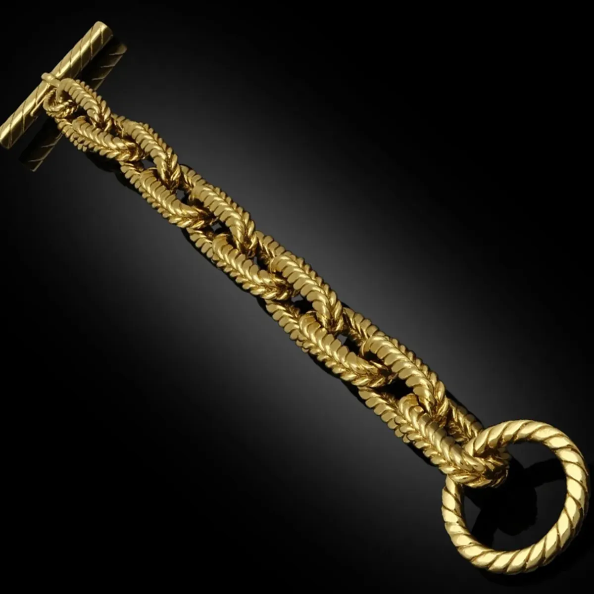 Tiffany & Co. 1980s 18KT Yellow Gold Rope Chain Link Bracelet