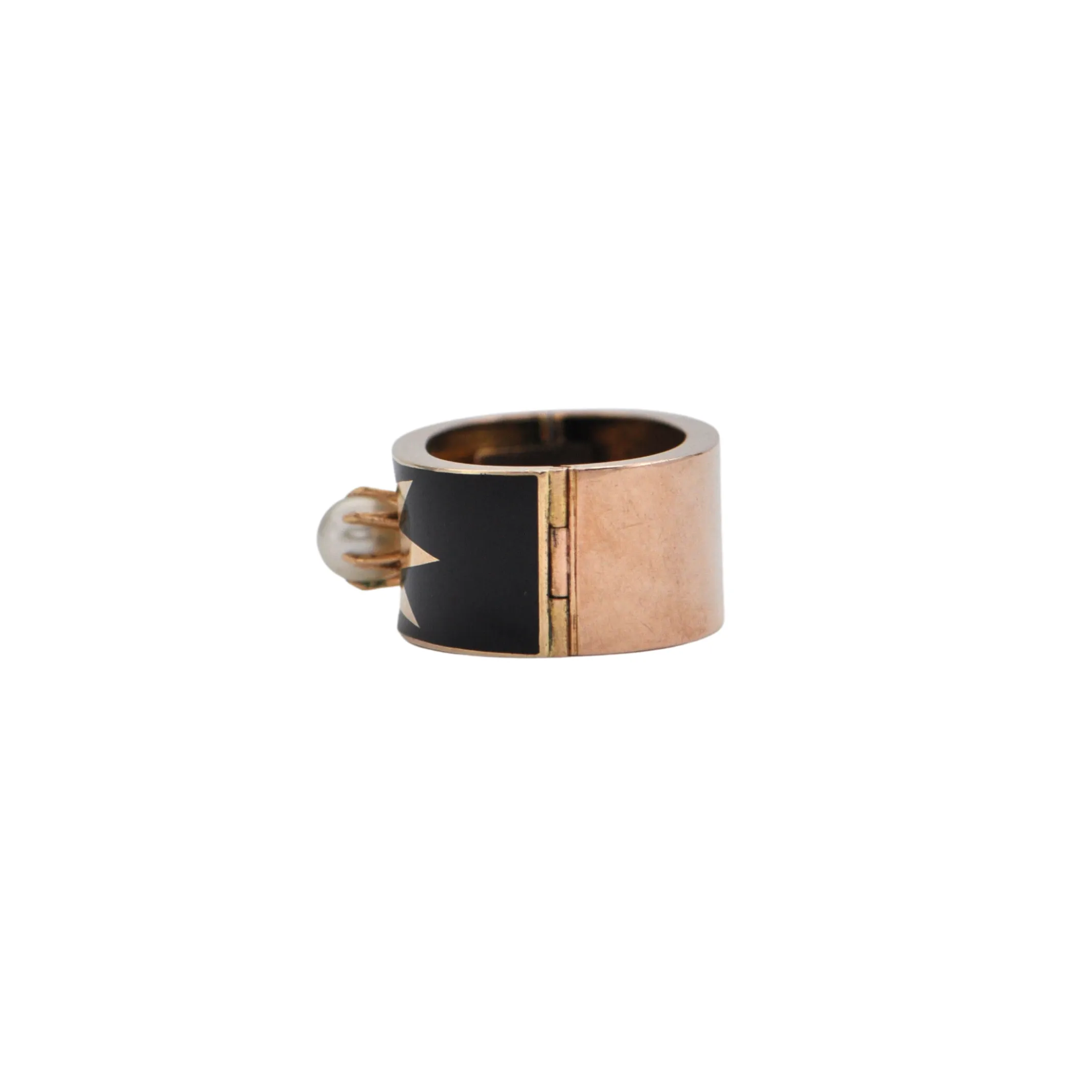 Victorian Enamel and Pearl 14K Rose Gold Pearl Shortener
