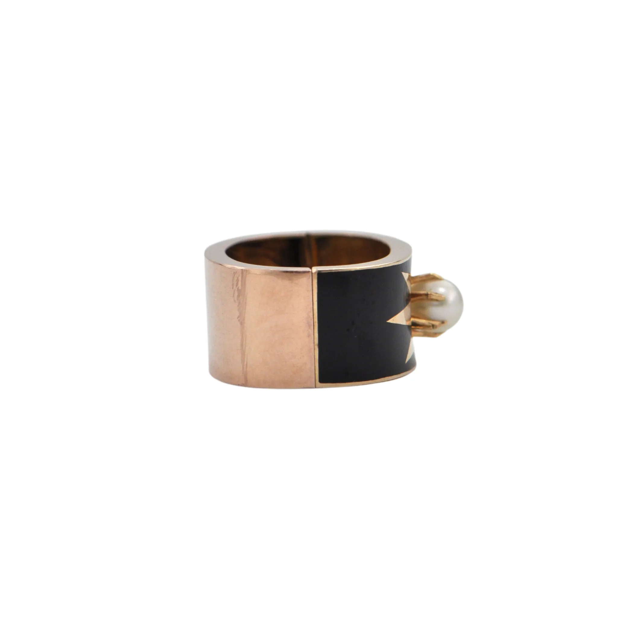 Victorian Enamel and Pearl 14K Rose Gold Pearl Shortener