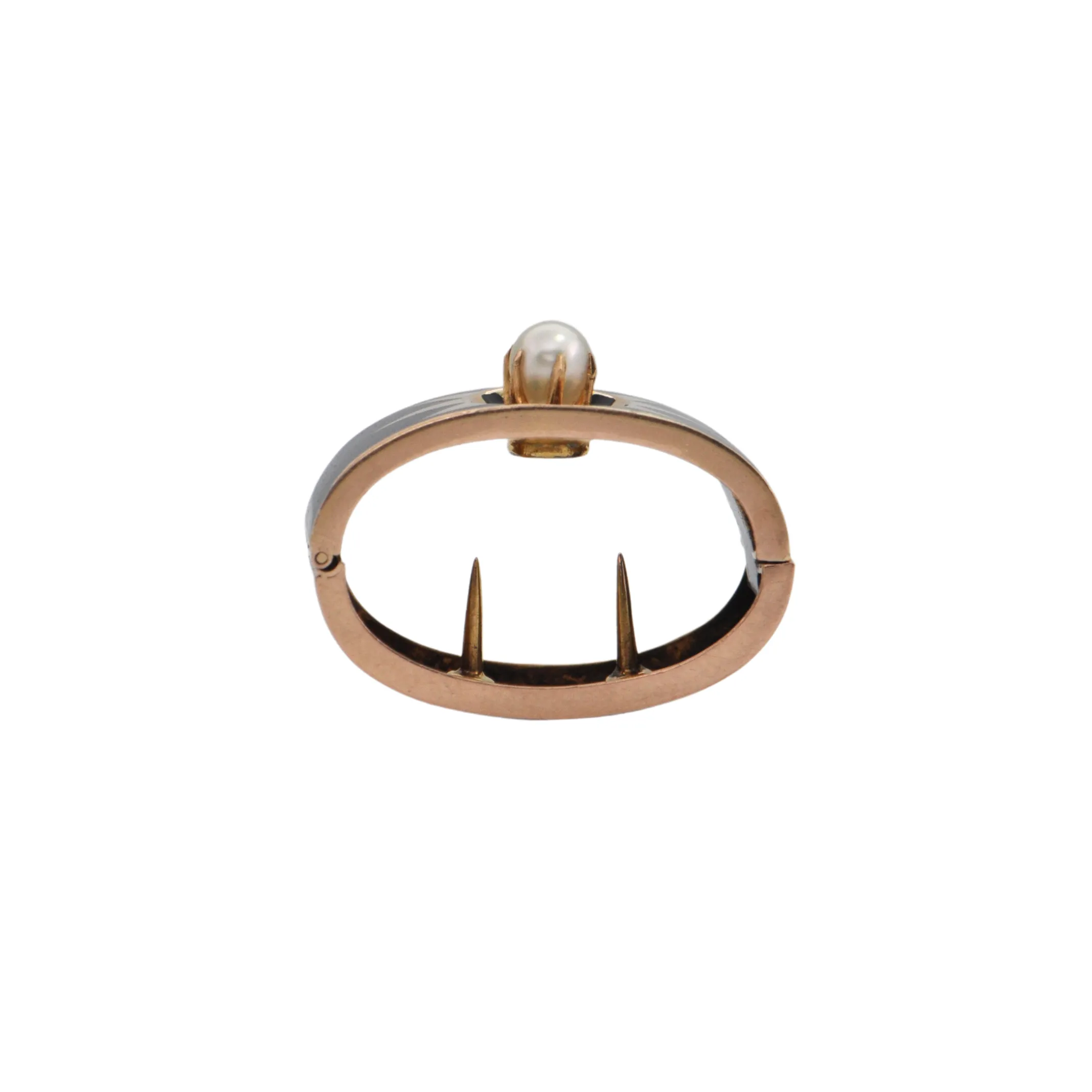 Victorian Enamel and Pearl 14K Rose Gold Pearl Shortener