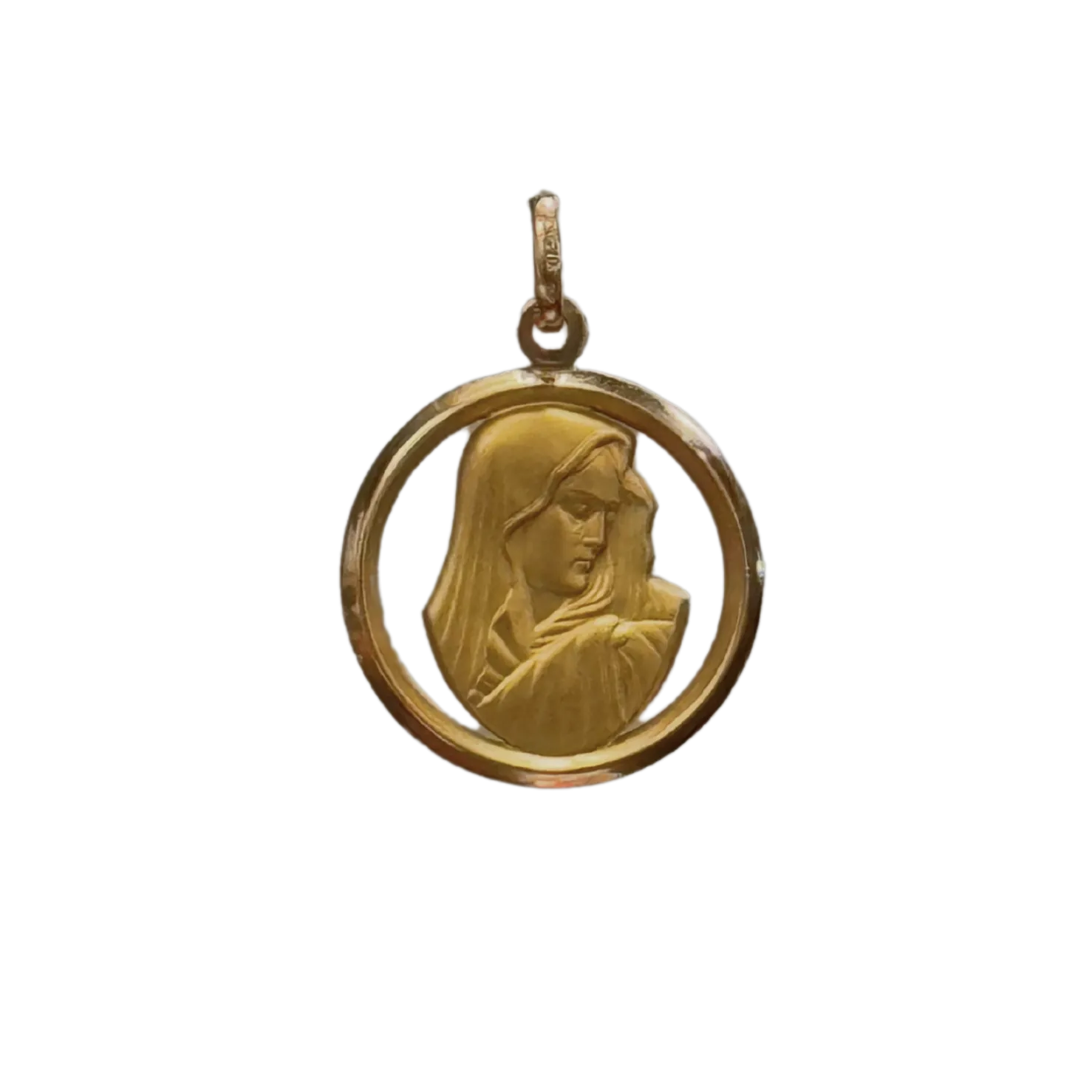 Vintage 18k Yellow Gold Virgin Mary Pendant