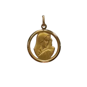 Vintage 18k Yellow Gold Virgin Mary Pendant